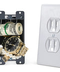 Hidden Wall Outlet Safe Disguised Electrical Receptacle with Magnetic Mounts for Quick Access to cash, jewelry, keys, and valuables