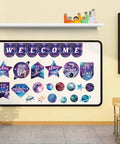 Space Themed Bulletin Board Decorations Set for Classroom Science Decor Includes 7 Welcome Signs 12 Planet and Star Cutouts