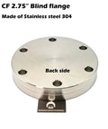 CF 2.75 Inch Blind Flange With Through Holes, Non Rotatable Blank Flange In Stainless Steel 304, Vacuum Grade, Pack Of 1, Requires Copper Or Silver Gasket For Seal, back side