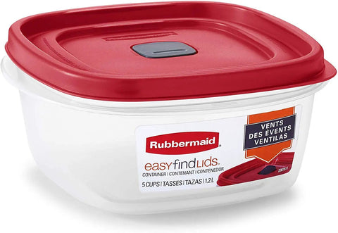 Square 5 Cup Food Storage Containers Pack Of 3 With Red Vent Lids Snap Together Lids To Cut Clutter BPA Free Microwave Safe