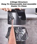 Top Shelf Coffee Grounds Knock Box With Splash Proof Tilted Opening Eight Point Six Liter Large Capacity Espresso Dump Bin Includes Trash Liners And Dry Towel Slick Matte White Build Zero Hassle Counter Cleanup, showing easy disassembly feature.