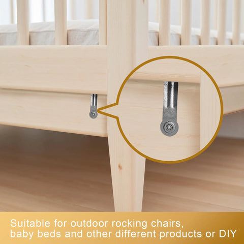 4 Pack Glider Bearing Arm Bracket Hardware Rocker Replacement Parts, 9 Inch Long, 7.5 Inch Center-to-Center Mounting Holes, 1/4 Inch Bolt Holes, Galvanized Silver Finish, Durable, Easy Install Replacement Kit on rocking chair frame