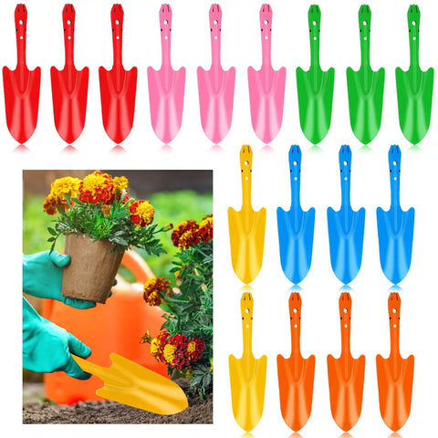 18 Piece Colorful Garden Shovel Set For Teens And Adults Mini Metal Hand Trowels In Six Bright Colors On Display