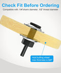 Arbor Mandrel For Drill With 1/4 Inch Shank And 1/2 Inch Thread, 2 Pack showing compatibility for 3/4" thick buffing wheels.