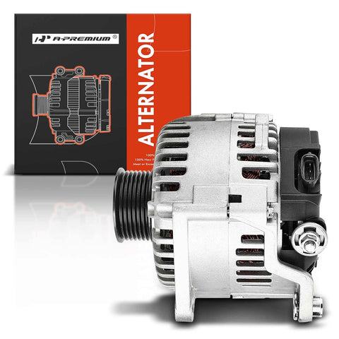 Beefed-Up 130A 12V Alternator For Nissan Frontier Armada Pathfinder Titan Xterra Suzuki Equator And Infiniti QX56 2007-2019 4.0L 5.6L With CW 7 Groove Pulley side view