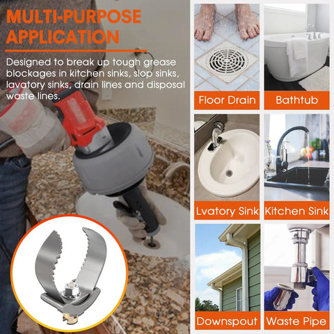 Heavy Duty Three Inch C Cutter Cable Coupling Drain Cleaning Workhorse attachment used on kitchen sinks for stubborn clogs.
