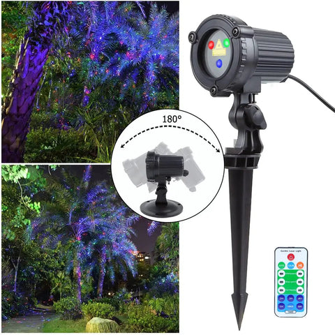 Outdoor Laser Christmas Lights Projector with RGB Moving Firefly Effects, Waterproof Garden Decor, adjustable angle view
