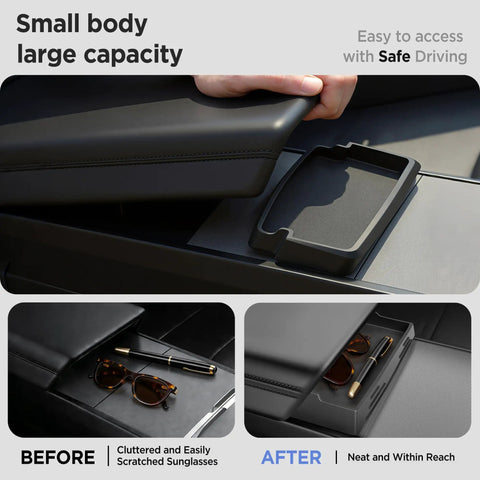 Center Console Organizer Tray For Tesla Model Y Juniper 2025 2026 And Model 3 Highland 2024 2025 2026 Cup Holder Tray Matte Black