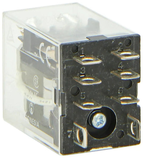 Close-up of IA General Purpose DPDT Relay Pack Of 2, 24 VAC Coil, 15 Amp Plug In Relay For Industrial Control, 7-pin configuration