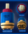 Ceramic Faucet Cartridge Replacement With Single Lever Pressure Balance Low Torque 40mm for kitchen and bath sinks