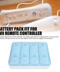 4 In 1 Remote Battery Charger Station Kit With 2800mAh Rechargeable Batteries, USB Cable, LED Indicator, And Controller Dock For Gamer-Ready Extended Gaming Sessions, White, with Wii remote and charger dock detail