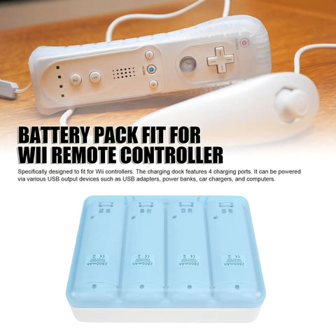 4 In 1 Battery Charger Station With 4 Pack 2800mAh NiMH Rechargeable Batteries And USB Cable For Remote Controllers White
