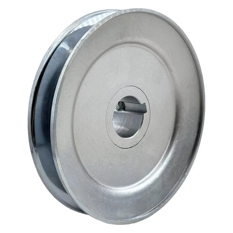 Single Groove V Belt Pulley 5 Inch OD 1 Inch Bore Motor Pulley Carbon Steel Zinc Plated Built Tough For A B 5L 4L V Belts With Keyseat 0.25 by 0.125 Inch Includes Two Screws And Wrench