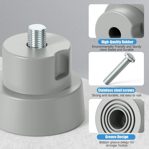 Close-up of 6 Pack Heavy Duty Door Stopper Replacement Rubber Tips for Kickdown Door Stops, showing ribbed rubber and screws