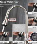 Kitchen Faucet With Pull Down Sprayer And Four Spraying Modes In Brushed Nickel Finish switching modes demonstration