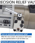 Close-up of precision relief valve on 1800W Electric Rebar Bender, showing hydraulic piston mechanism for effective operation.