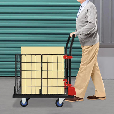 Heavy Duty Hand Truck With Foldable Platform Utility Cart And Removable Side Panel No Sweat Heavy Lifting For Grocery Runs Or Storage Hauls Built Tough And Maneuvers Like A Dream
