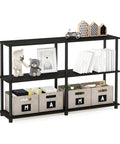 Toolless 3-Tier Corner Storage Shelf, 47.4-Inch Wide Espresso Open Shelves For Living Room, Home Office And Garage Space Saving