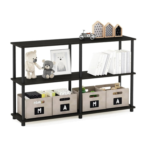 Toolless 3-Tier Corner Storage Shelf, 47.4-Inch Wide Espresso Open Shelves For Living Room, Home Office And Garage Space Saving
