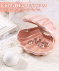 Ocean Inspired Pearl Light LED Seashell Lamp for Nightstand and Desk Ceramic Shell Glow Portable Pink Night Light open