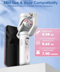 3-Axis Smartphone Gimbal Stabilizer With AI Tracking And Fill Light showcased with lightweight and compact specs