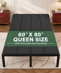 Heavy Duty Queen Bunkie Board 60x80 Low Profile Mattress Foundation on a platform bed with removable securing strap.