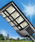 Solar Powered Outdoor Street Light Dusk To Dawn With 3 Modes Motion Sensor And Remote Control 6000K 374 LEDs