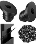 100 Pack Top Shelf Beveled Cable Railing Grommets 30 Degree Rubber Protector Sleeves for Metal, featuring black rubber grommets.