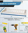 Two Pack Heavy Duty Steel Wall Garage Shelving Set 36 In By 18 In Adjustable Shelves With Hanging Rod, tools for installation