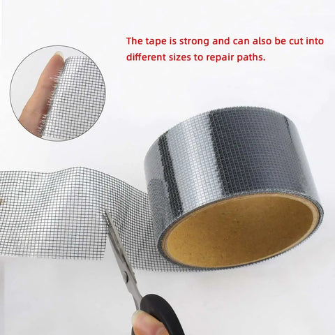 Three Layer Waterproof Adhesive Screen Repair Tape For Fast Hole And Tear Fixes, Fiberglass Repair Kit In Gray, close-up cutting view