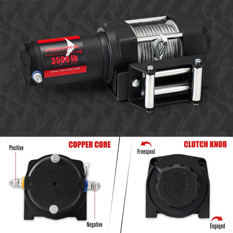 12V 3500LBS ATV UTV Electric Winch With Steel Cable Wireless Remote Roller Fairlead IP67 Waterproof Tough Weatherproof Kit