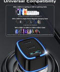 Super Slim 3 Port USBC Car Charger With Dual PD 20W Fast Charging And Quick Charge Adapter, compact black design.