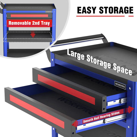 Beefed Up Heavy Duty 28 Inch 2 Drawer Rolling Tool Cart With Locking System And Large Rubber Wheels Steel Utility Cart