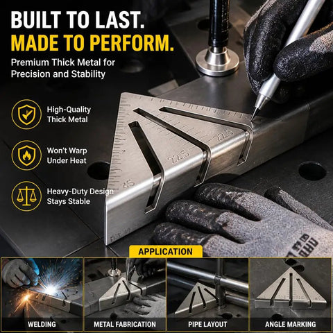 Heavy-Duty Welding Angle Square Stainless Steel Multi-Angle Layout Tool 8 Inch Pro-Grade with precision ruler markings