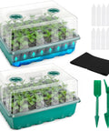 Two Pack Self Watering Seed Starter Tray Kit With 96 Cells Humidity Vented Domes And Tall Lid For Indoor Seed Germination