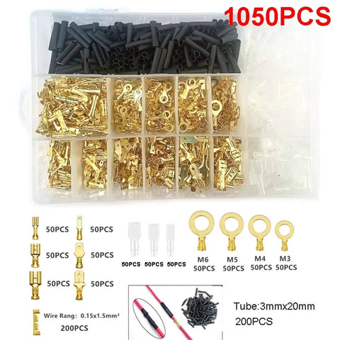 Gold Plated Insulated Spade Connectors 600 Piece Set Kit Male Female Wire Terminals 2.8mm 4.8mm 6.3mm Sizes For Automotive Electrical Wiring And Home Repair Projects These Bad Boys Hold Fast And Tight So Connections Stay Locking And Super Secure Forever. Assorted terminal kit in organizer box