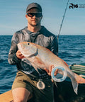 Angler holding snapper with 20 Lb Pre Tied Dropper Loop Rigs On Fishing Line Spool With 18 Inch Loop Spacing And 5.5 Inch Loop Size