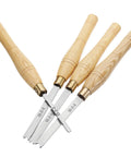 Pro Grade 4Pc Wood Bead Turning Tool Set Featuring Sharp High Speed Steel Lathe Chisels for nailing sweet shapes and rounds.