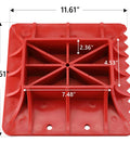 Seven Sparta red PP base stand for Hi-Lift jack; off-road accessory with 11.61" outer base and 7.48" inner width.