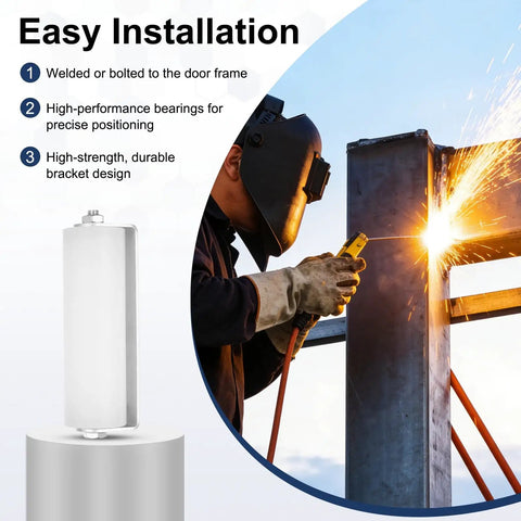 2 Pack Sliding Gate Guide Roller Set With Nylon Wheels And Ball Bearings 1.89 Inch Diameter White Includes C Post Welded Bracket Built To Last Rustproof Gate Roller Assembly For Sliding Doors installed on frame