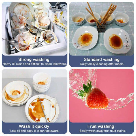 Portable Countertop Dishwasher With Four Wash Cycles And Hot Air Dry, Compact Kitchen Workhorse For Small Apartments, No Sweat Setup Fruit And Veg Cleaner, Real Deal Daily Disher in use showing various washing modes.