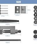 Front view of an 18-piece motorcycle chain breaker tool kit with handle, dies, pins, and nuts.
