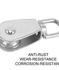 Heavy Duty 304 Stainless Steel Single Pulley Block With Rotatable 360 Degree Roller And Rings, Smooth Rust Resistant Rope Lifting Pulley System Built For Tough Jobs And Heavy Loads, 304 stainless steel pulley block with ring, anti-rust