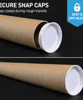 Heavy Duty 4 By 36 Mailing Tube With 3 Ply Spiral Construction Kraft Cardboard Poster Tube displaying secure end caps, 4 pack