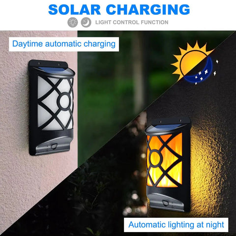 Solar Flame Lanterns Outdoor Lights 6 Pack Waterproof Wall Lanterns With Realistic 3D Flickering Flames auto on off feature