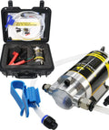 Electric Oil Extractor Pump 12V 24V High Power 100W Copper Motor With Long 59 Inch Hose shown with carrying case and accessories
