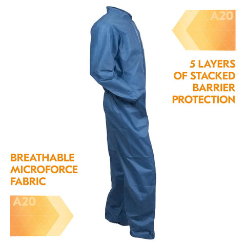 Breathable Particle Protection Coveralls With Reflex Design, Zip Front, Elastic Back, Wrists and Ankles, Blue Denim, Size 2XL