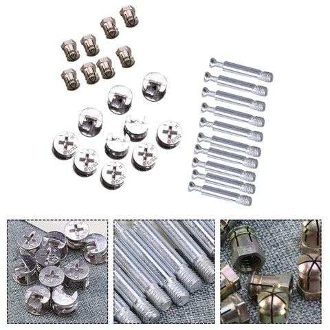 Furniture Connecting Cam Bolt Nuts Set With Locking Cam Fittings And Dowels For Cabinets Stable Corner Connection 24 Pieces