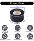 Self Fusing Silicone Tape 2 Rolls 1 Inch By 10 Foot Black Waterproof Rescue Tape shown with size and features