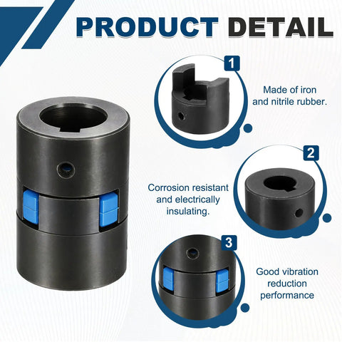 L Type Flexible Coupling Set Three Quarters To Three Quarters Inch L Jaw Shaft Connector With Rubber Spider Interchangeable For Spindle Transmissions Automation Equipment High Speed Precision Easy Installation Durable Black, 19mm bore